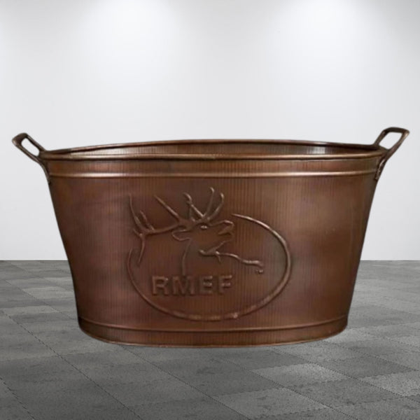 18" RMEF TUB BEVERAGE BUCKET PLANTER FIREPLACE PARTY RUSTIC WESTERN HOME DECOR NEW #EH12494