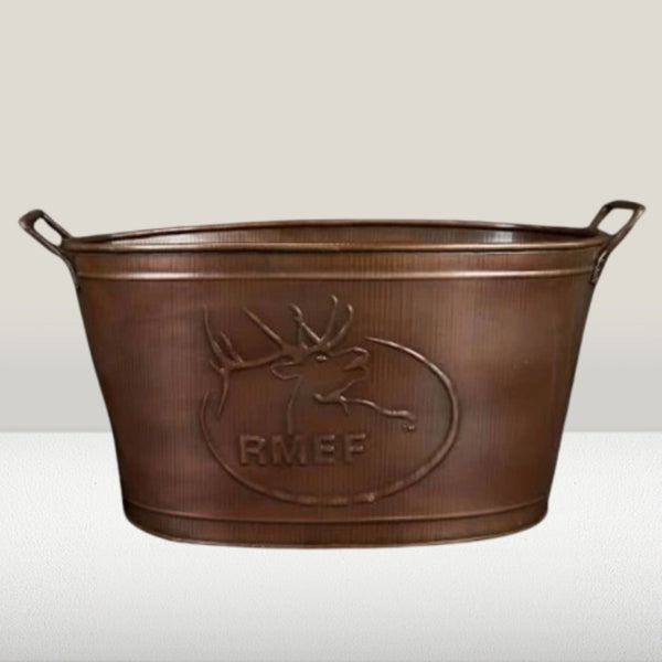 18" RMEF TUB BEVERAGE BUCKET PLANTER FIREPLACE PARTY RUSTIC WESTERN HOME DECOR NEW #EH12494