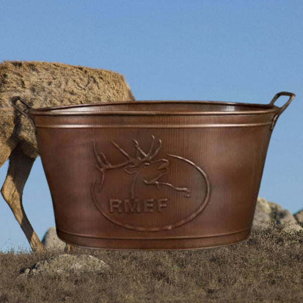 18" RMEF TUB BEVERAGE BUCKET PLANTER FIREPLACE PARTY RUSTIC WESTERN HOME DECOR NEW #EH12494