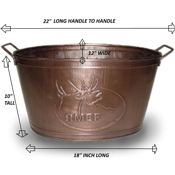 18" RMEF TUB BEVERAGE BUCKET PLANTER FIREPLACE PARTY RUSTIC WESTERN HOME DECOR NEW #EH12494