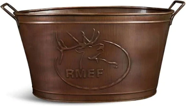 18" RMEF TUB BEVERAGE BUCKET PLANTER FIREPLACE PARTY RUSTIC WESTERN HOME DECOR NEW #EH12494