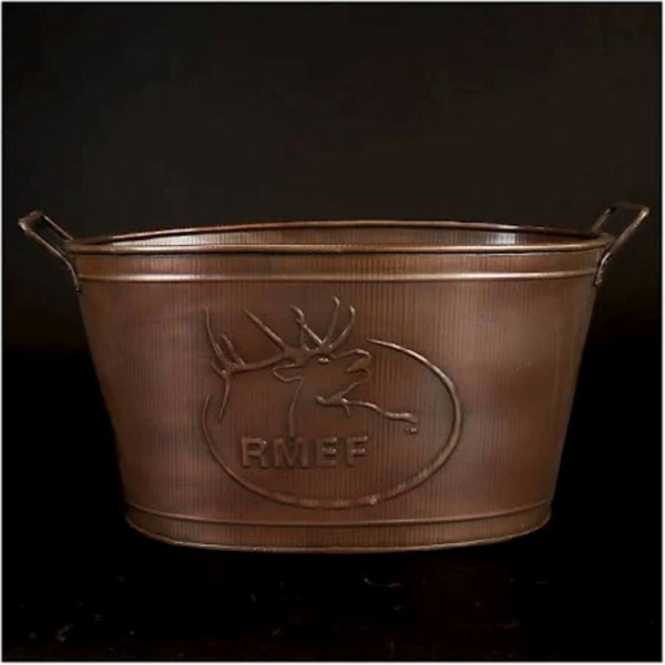 18" RMEF TUB BEVERAGE BUCKET PLANTER FIREPLACE PARTY RUSTIC WESTERN HOME DECOR NEW #EH12494