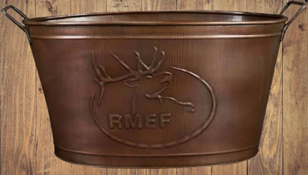 18" RMEF TUB BEVERAGE BUCKET PLANTER FIREPLACE PARTY RUSTIC WESTERN HOME DECOR NEW #EH12494