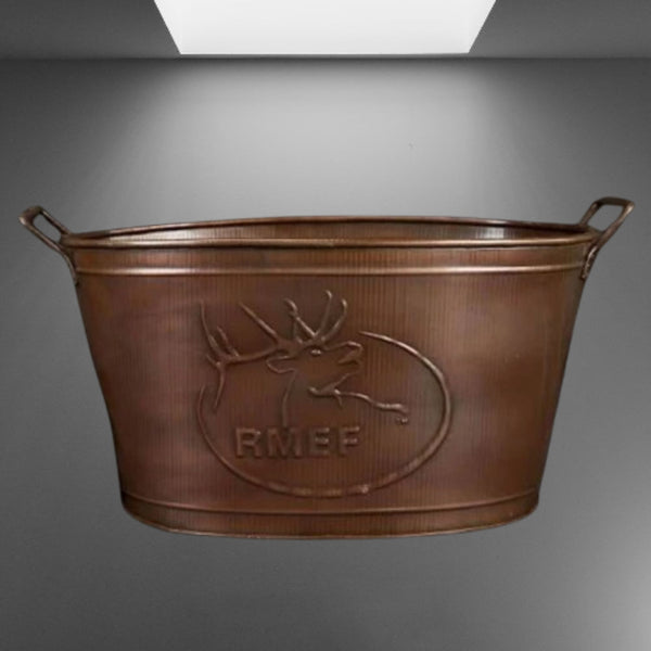 18" RMEF TUB BEVERAGE BUCKET PLANTER FIREPLACE PARTY RUSTIC WESTERN HOME DECOR NEW #EH12494