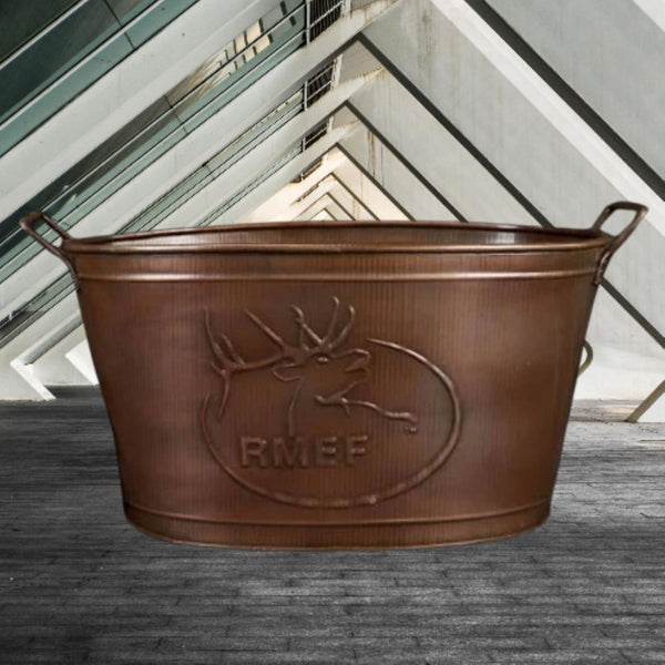 18" RMEF TUB BEVERAGE BUCKET PLANTER FIREPLACE PARTY RUSTIC WESTERN HOME DECOR NEW #EH12494
