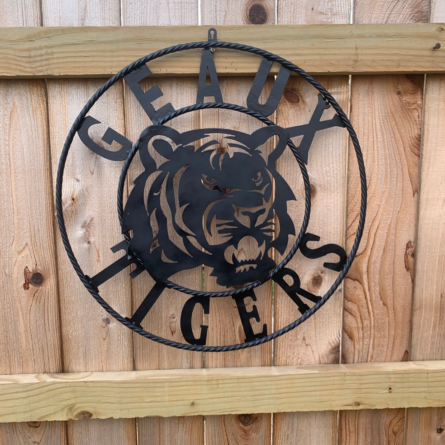 GEAUX TIGERS BLACK CUSTOM METAL VINTAGE CRAFT SIGN TEAM HANDMADE