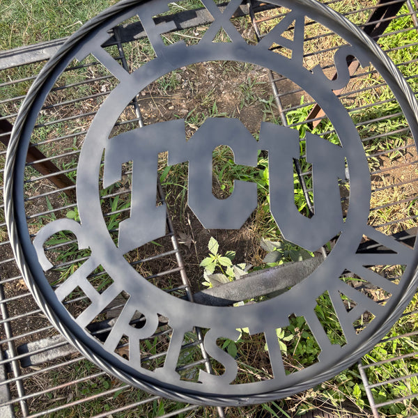 TCU TEXAS CHRISTIAN CUSTOM BLACK METAL VINTAGE CRAFT TEAM SIGN HANDMADE