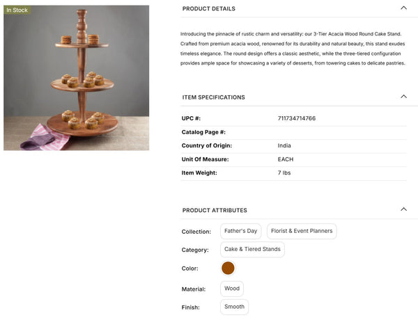 CLASSIC ACACIA WOOD 3-TIER DESSERT STAND WESTERN HOME DECOR HANDMADE BRAND NEW #IH_71476