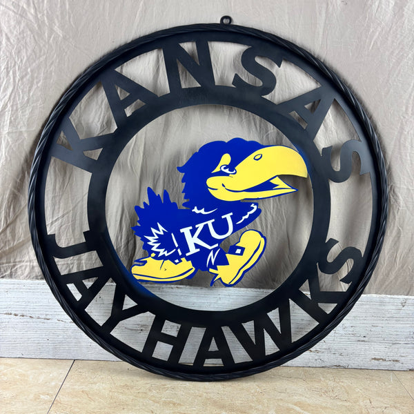 KANSAS JAYHAWKS CUSTOM METAL VINTAGE CRAFT SIGN TEAM WALL ART WESTERN HOME DECOR HANDMADE