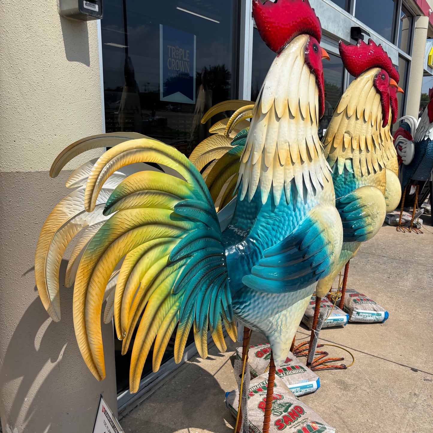 RUSTIC ROOSTER CHICKEN GARDEN ANIMAL SCULPTURE METAL DECOR HANDMADE