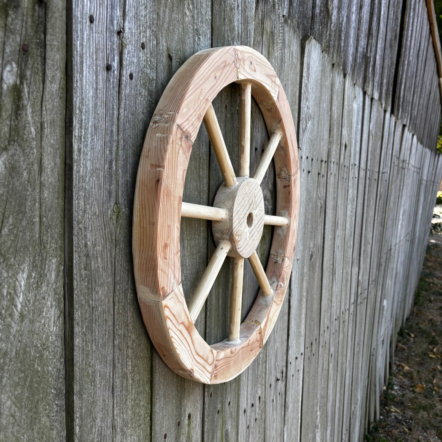 DECORATIVE WAGON WHEEL WOOD WALL ART WESTERN HOME DECOR HANDMADE TEXAS USA