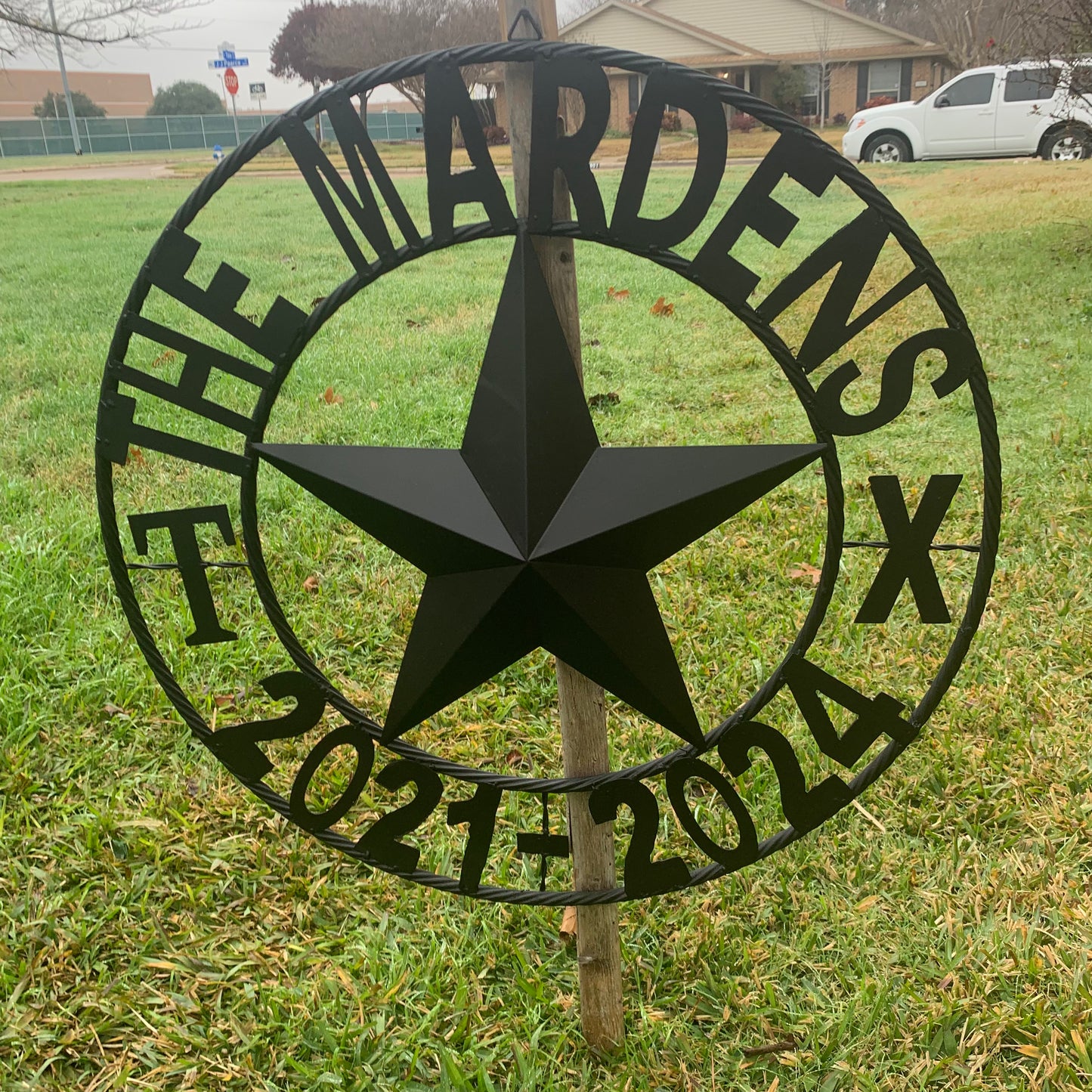 MARDENS STYLE CUSTOM NAME STAR BARN METAL STAR 3d TWISTED ROPE RING WESTERN HOME DECOR RUSTIC BLACK HANDMADE 24",32",36",50"