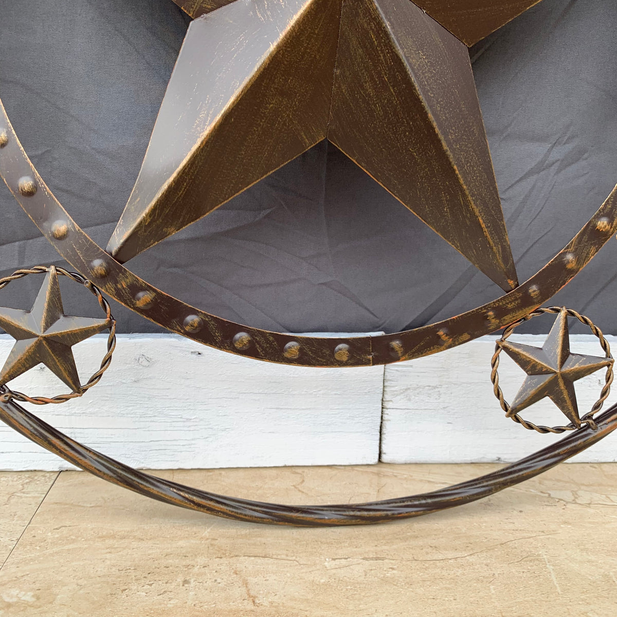 24" GOD BLESS OUR HOME BEADED STAR COLIBROX METAL TWISTED ROPE RING LONE STAR WALL ART WESTERN HOME DECOR RUSTIC DARK BRONZE COPPER HANDMADE NEW