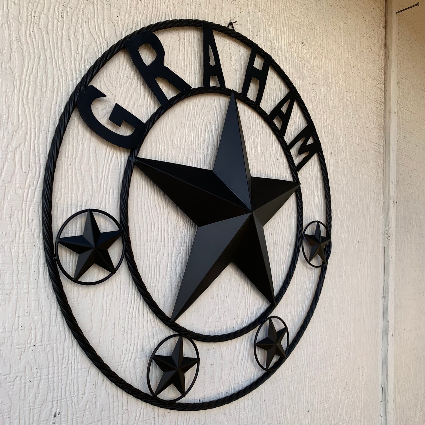 GRAHAM STYLE YOUR CUSTOM NAME STAR BARN STAR METAL LONE STAR WESTERN HOME DECOR RUSTIC BLACK HANDMADE 24",32",36",50"