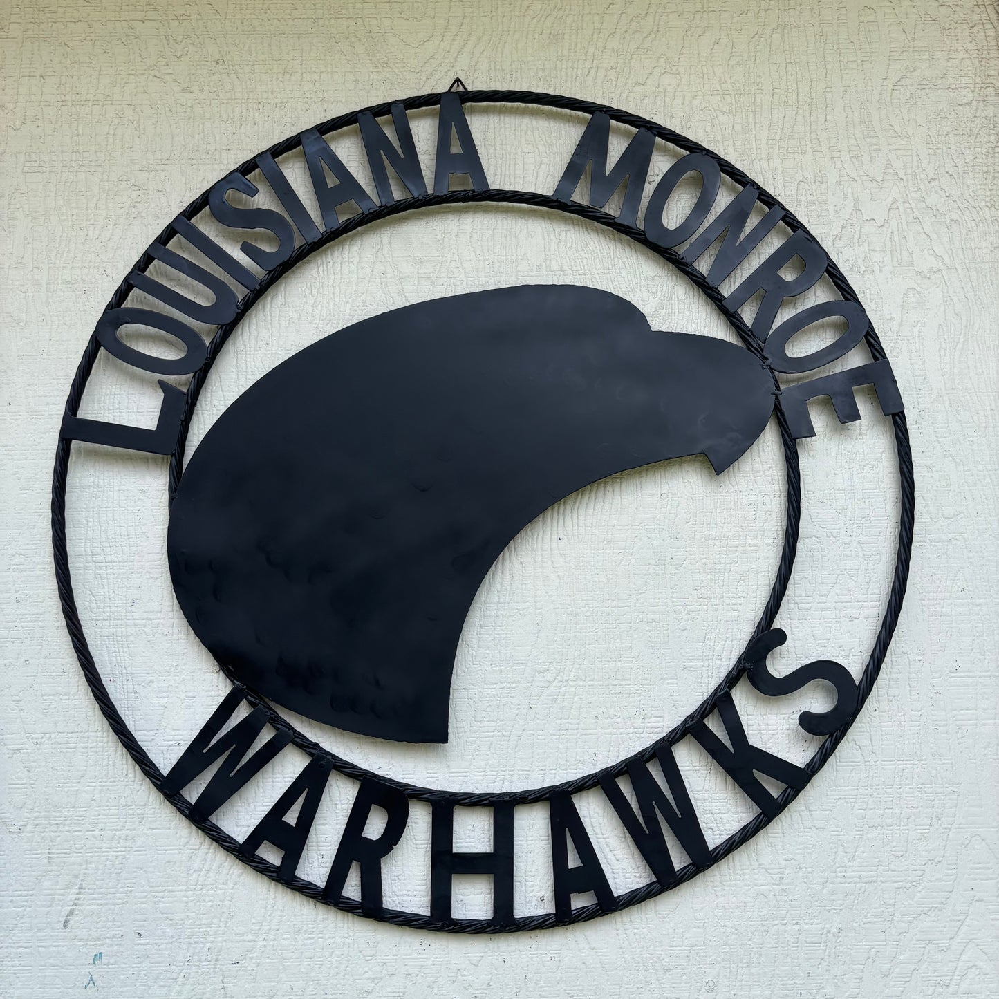 LOUISIANA MONROE WARHAWKS CUSTOM BLACK METAL VINTAGE CRAFT TEAM SIGN HANDMADE 18",24",32"