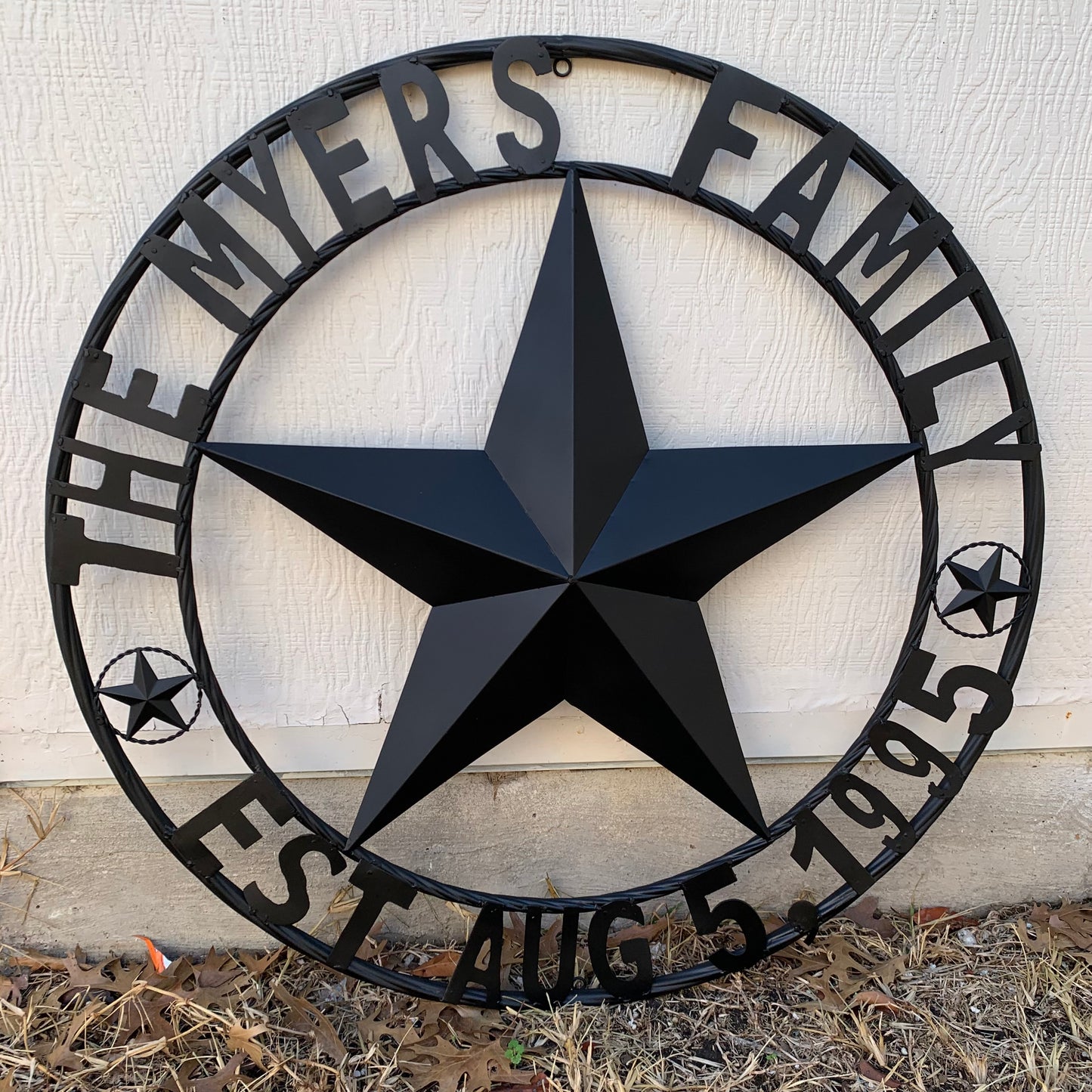 MYERS STYLE YOUR CUSTOM NAME STAR BARN STAR METAL LONE STAR WESTERN HOME DECOR RUSTIC BLACK HANDMADE 24",32",36",50"