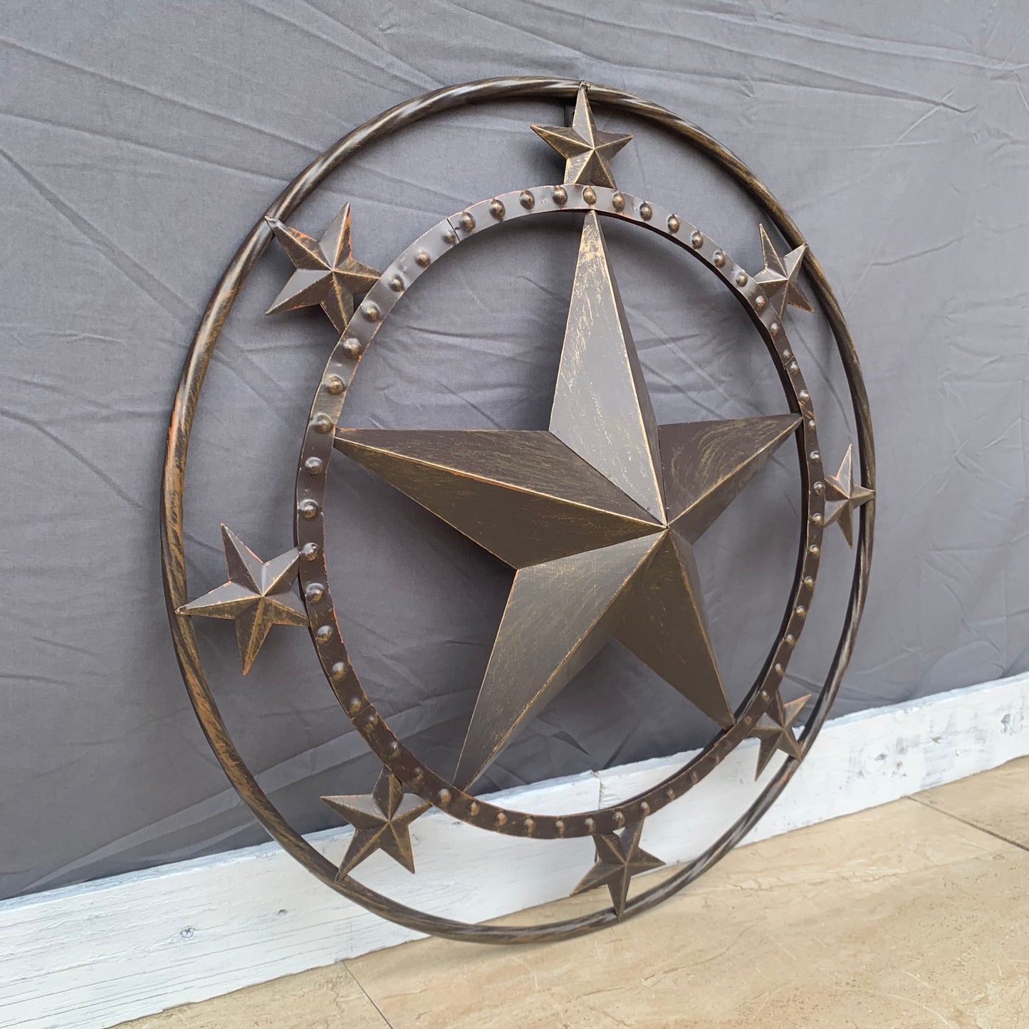 24" MULTI STAR BEADED COLIBROX BARN STAR METAL LONESTAR WESTERN HOME DECOR HANDMADE RUSTIC DARK BRONZE NEW