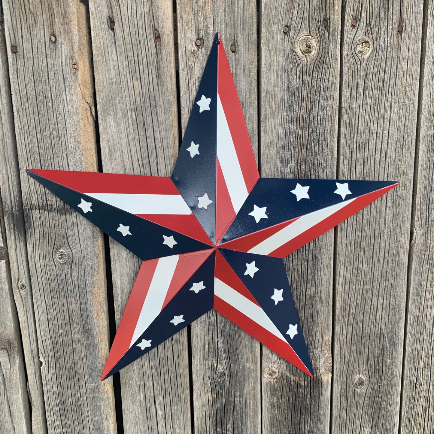 USA BARN STAR AMERICAN FLAG STAR RED WHITE & BLUE METAL STAR HANDMADE NEW 12",24",30" #EH11753