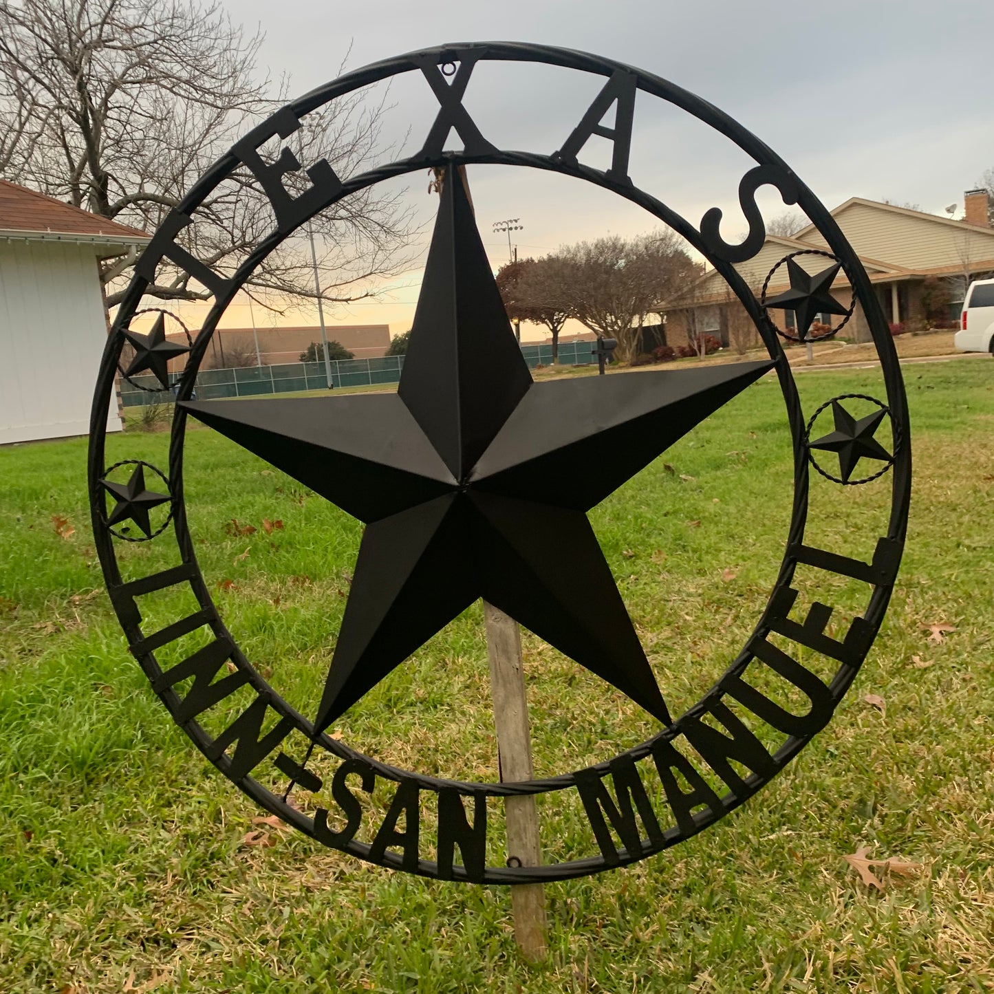 LINN SAN MANUEL STYLE YOUR CUSTOM NAME STAR METAL BARN LONE STAR 3d TWISTED ROPE RING WESTERN HOME DECOR HANDMADE NEW