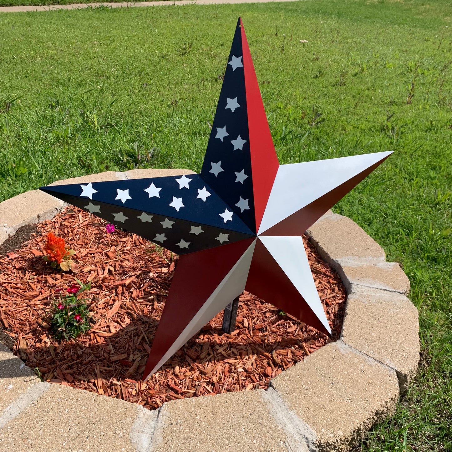 USA FLAG STAR STYLE# 5 RED WHITE & BLUE AMERICANA METAL BARN STAR WALL ART HANDMADE TO ORDER NEW #EH13380