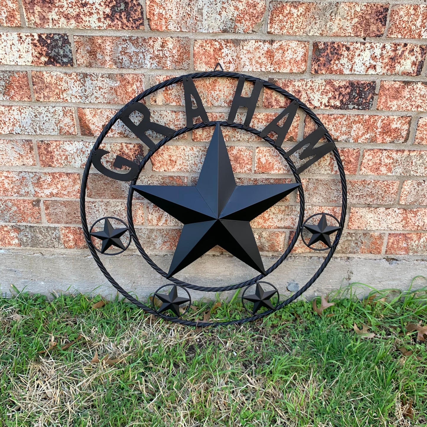 GRAHAM STYLE YOUR CUSTOM NAME STAR BARN STAR METAL LONE STAR WESTERN HOME DECOR RUSTIC BLACK HANDMADE 24",32",36",50"