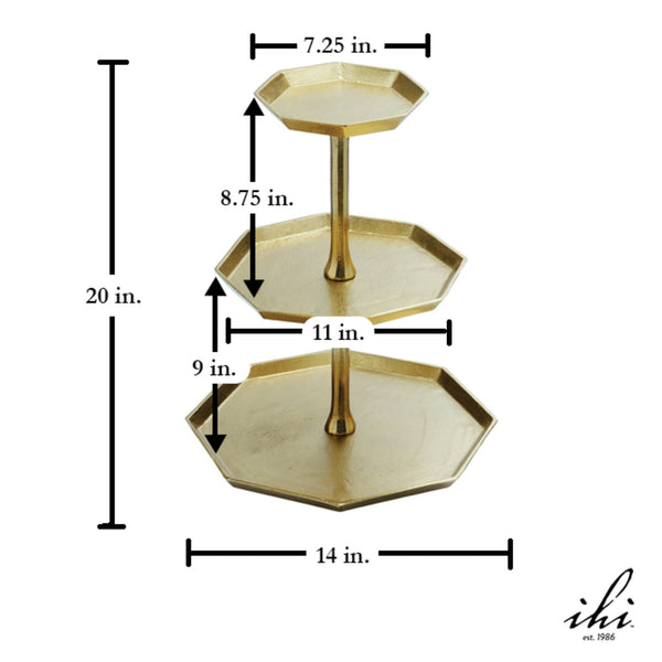 GOLD 3-TIER OCTAGON STAND 20" WESTERN HOME DECOR HANDMADE BRAND NEW #IH_16125