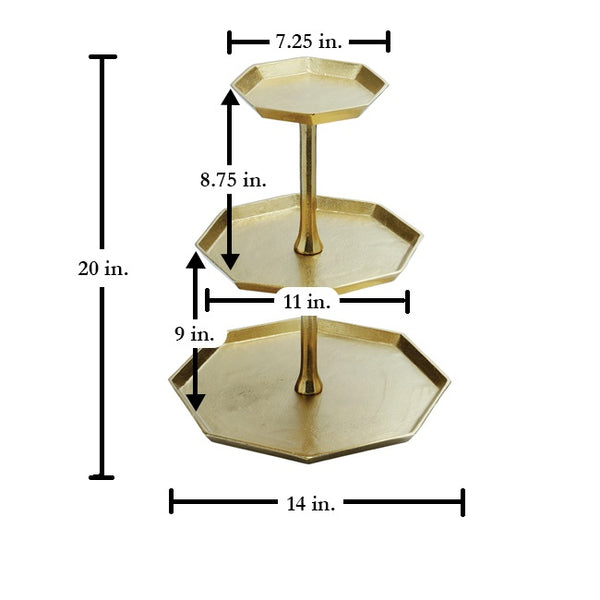 GOLD 3-TIER OCTAGON STAND 20" WESTERN HOME DECOR HANDMADE BRAND NEW #IH_16125