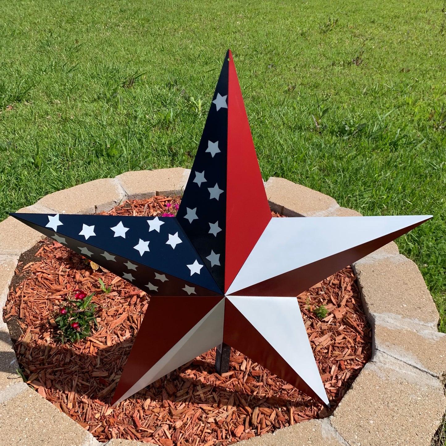 USA FLAG STAR STYLE# 5 RED WHITE & BLUE AMERICANA METAL BARN STAR WALL ART HANDMADE TO ORDER NEW #EH13380