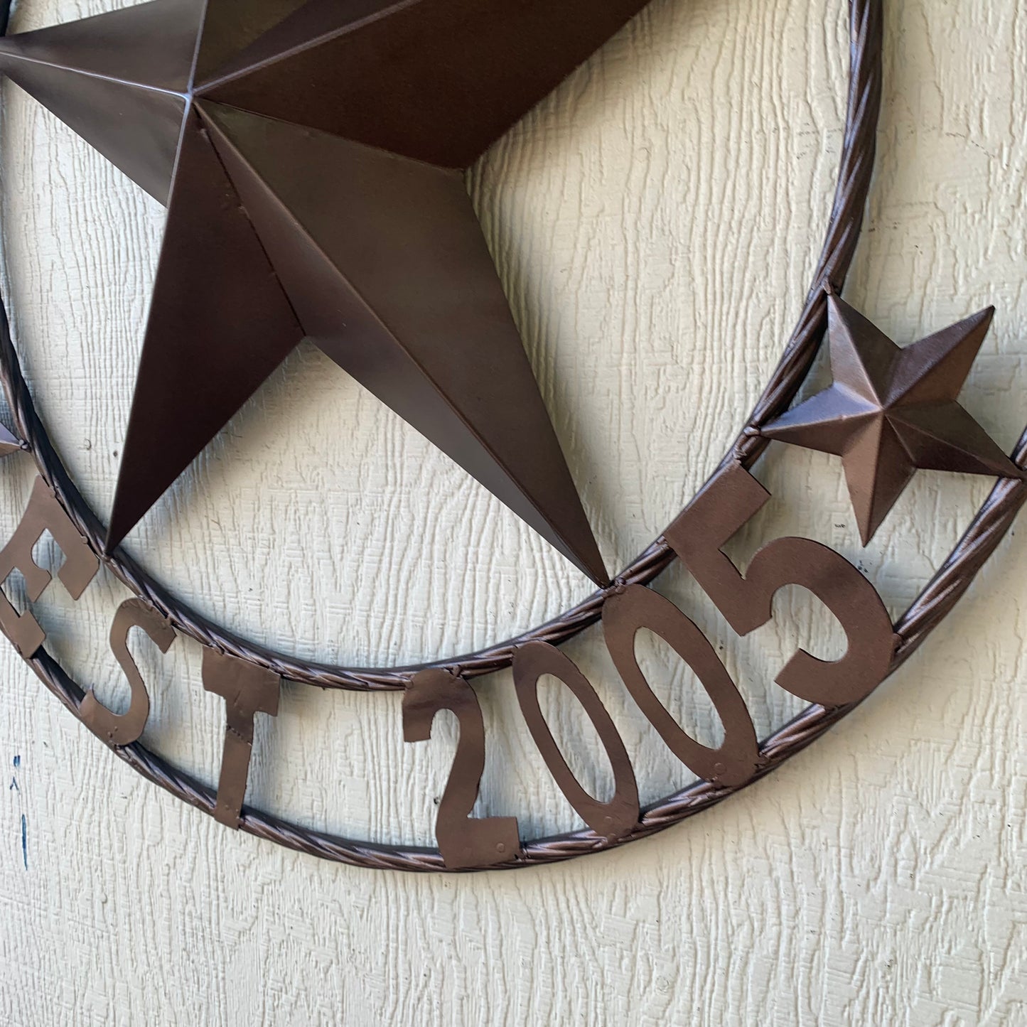 LAWN SQUAD STYLE CUSTOM BARN STAR NAME YOUR CUSTOM NAME STAR METAL NAME BARN STAR WITH TWISTED ROPE RING DESIGN METAL WALL 3d STAR ART WESTERN HOME DECOR RUSTIC BRONZE NEW