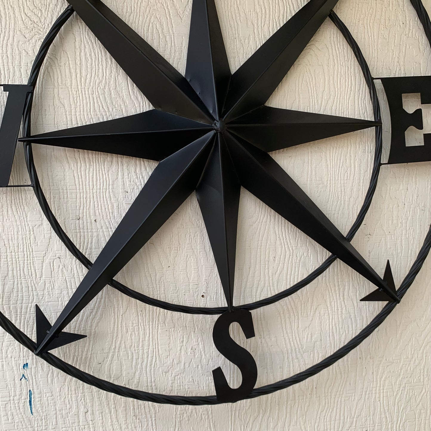 36" COMPASS RUSTIC BLACK METAL SIGN WALL ART WESTERN HOME DECOR HANDMADE NEW