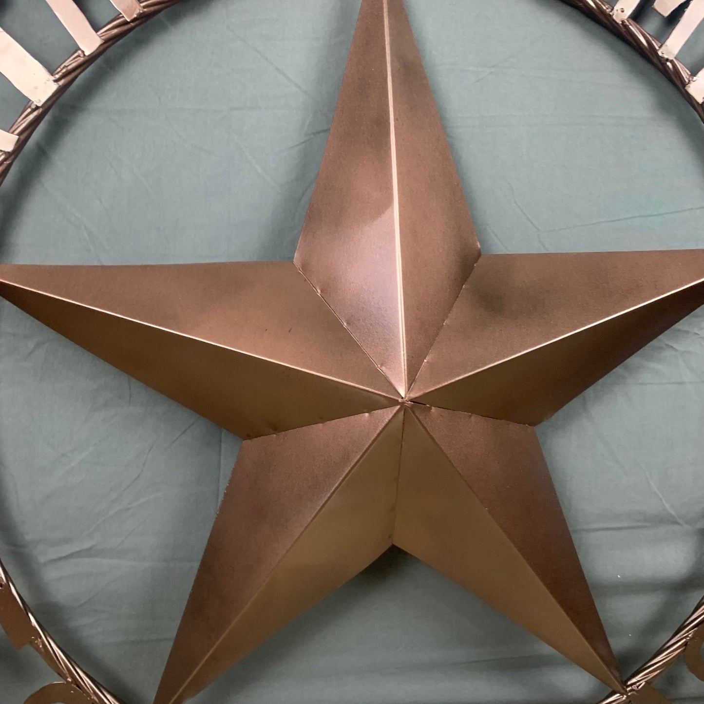 MATHIS STYLE CUSTOM NAME STAR BARN STAR 3d METAL LONESTAR TWISTED ROPE RING WESTERN HOME DECOR RUSTIC BRONZE COPPER HANDMADE 24",32",36",50"