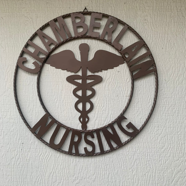 CHAMBERLAIN NURSING STYLE CUSTOM NAME SIGN MEDICAL LOGO HANDMADE