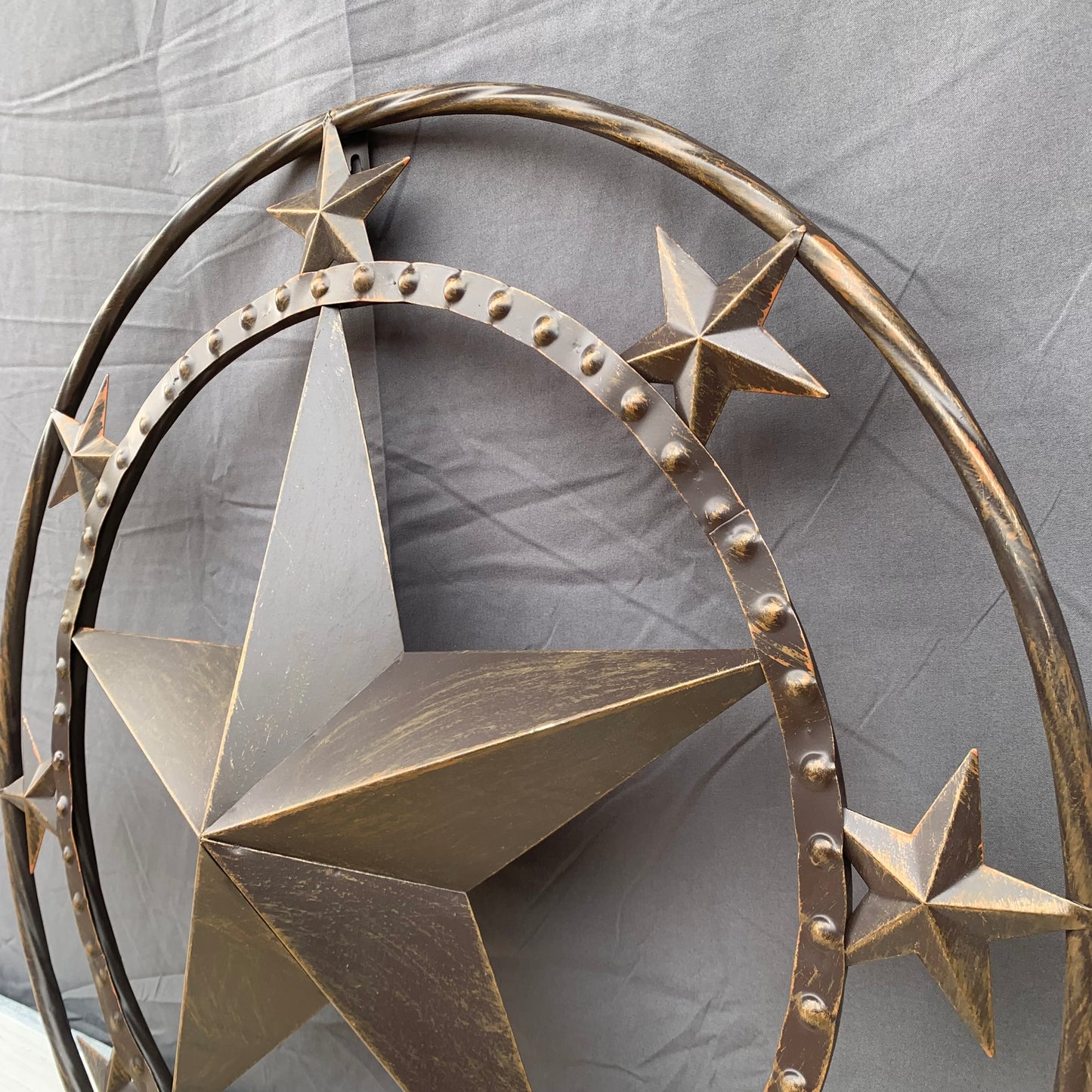 24" MULTI STAR BEADED COLIBROX BARN STAR METAL LONESTAR WESTERN HOME DECOR HANDMADE RUSTIC DARK BRONZE NEW