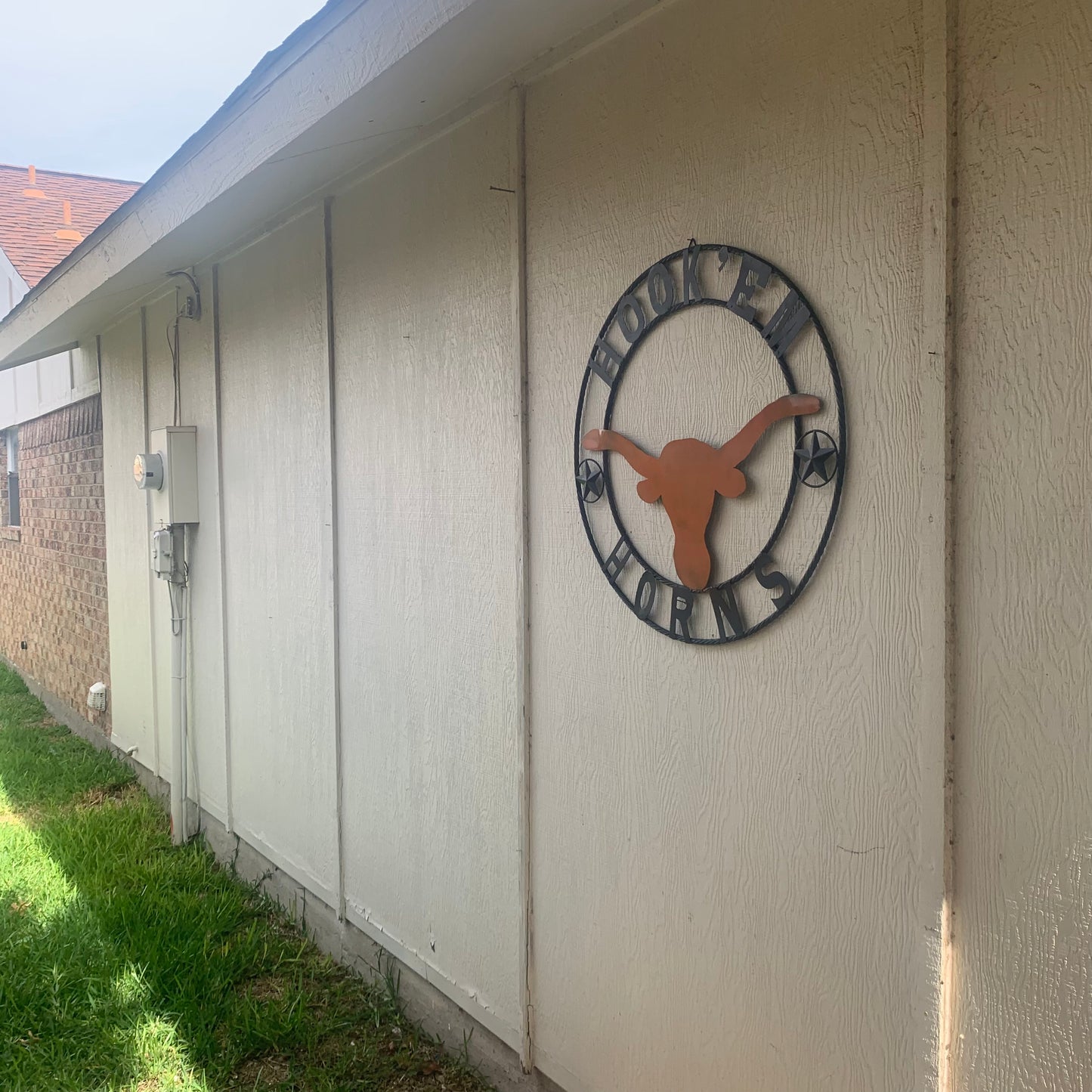 HOOKEM HORNS WITH LONE STAR TEXAS LONGHORNS HOOK EM METAL CUSTOM VINTAGE CRAFT WALL ART TEAM SIGN HANDMADE