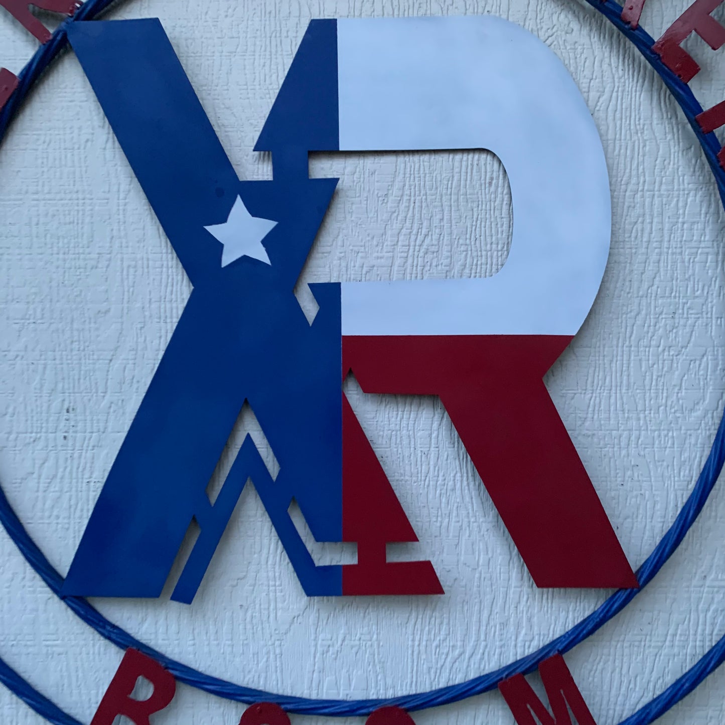 #EH11299 CUSTOM NAME XR ROOFING STYLE SIGN RED,WHITE & BLUE TEXAS FLAG LOGO HANDMADE