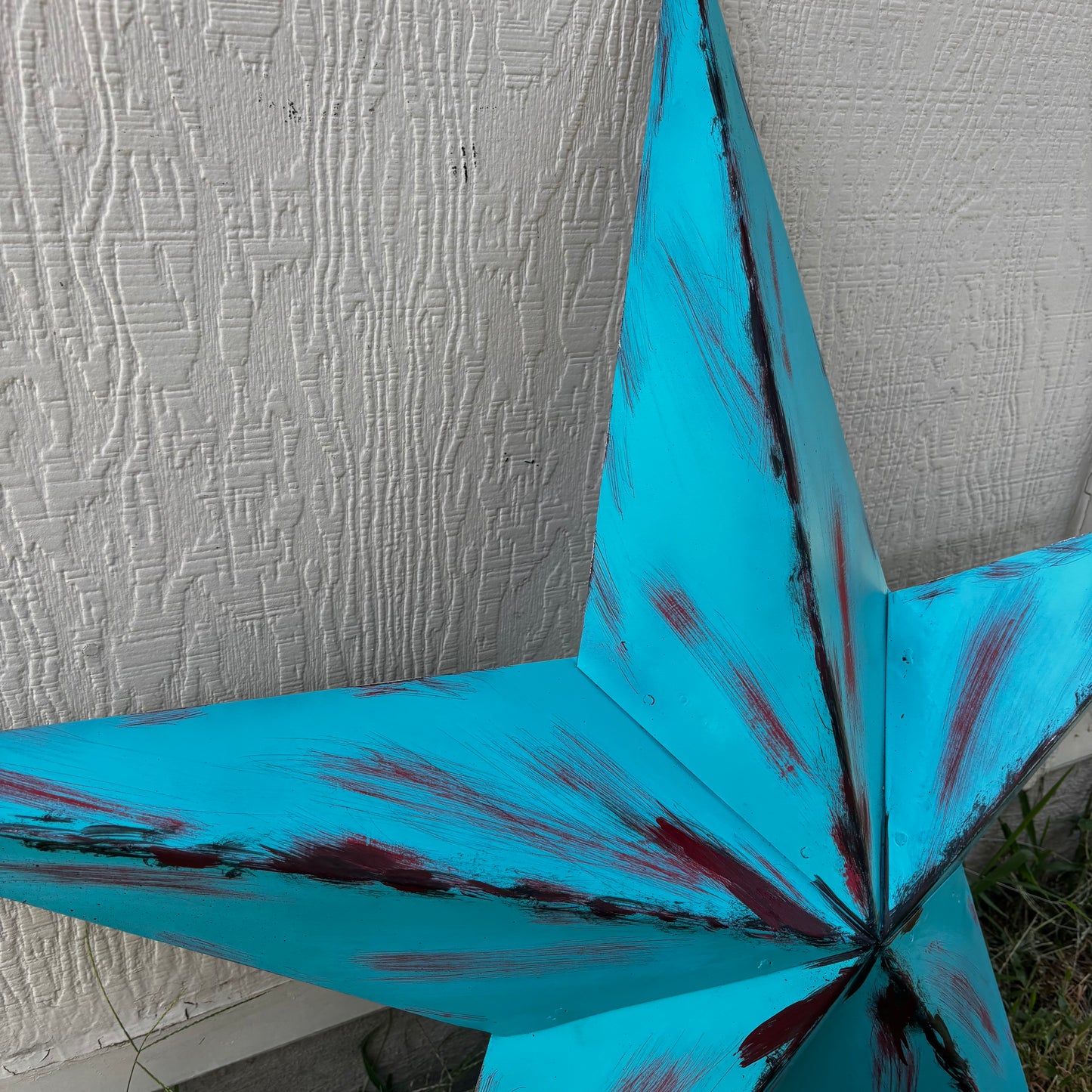 TURQUOISE DISTRESSED TWO TONE BARN STAR METAL ART WESTERN HOME DECOR HANDMADE