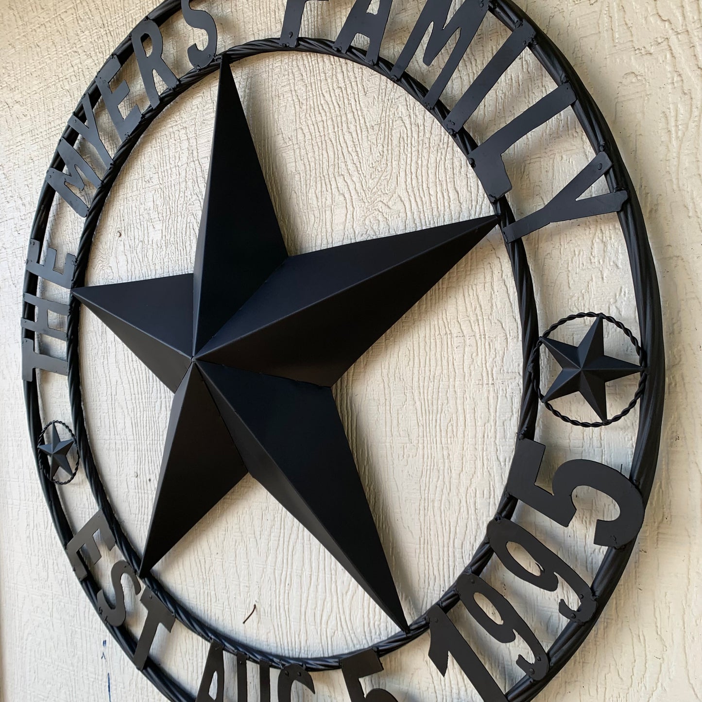 MYERS STYLE YOUR CUSTOM NAME STAR BARN STAR METAL LONE STAR WESTERN HOME DECOR RUSTIC BLACK HANDMADE 24",32",36",50"
