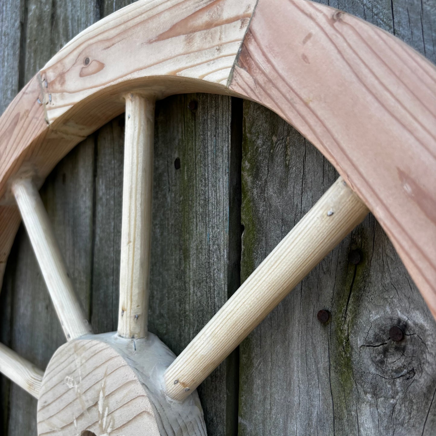 DECORATIVE WAGON WHEEL WOOD WALL ART WESTERN HOME DECOR HANDMADE TEXAS USA