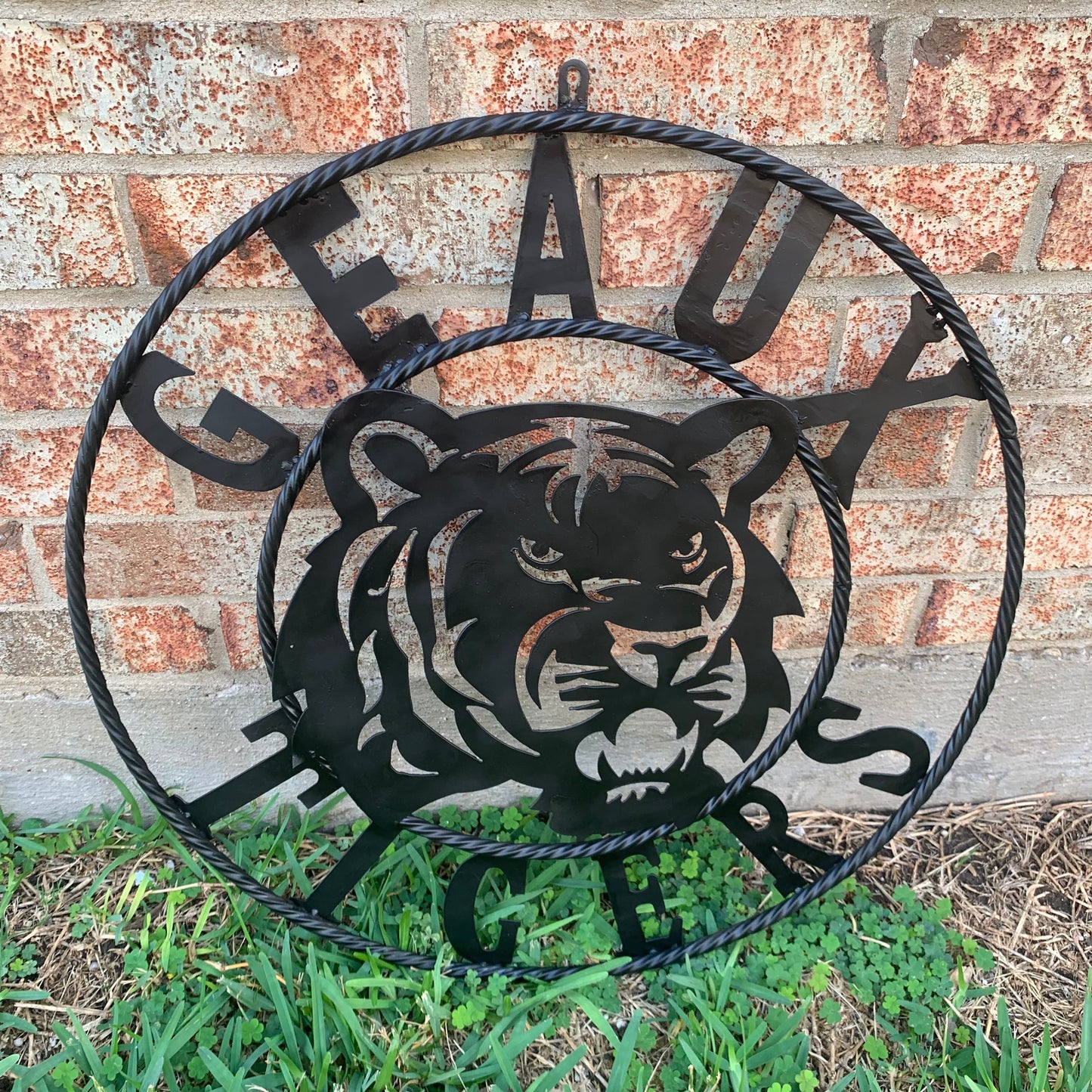 GEAUX TIGERS BLACK CUSTOM METAL VINTAGE CRAFT SIGN TEAM HANDMADE