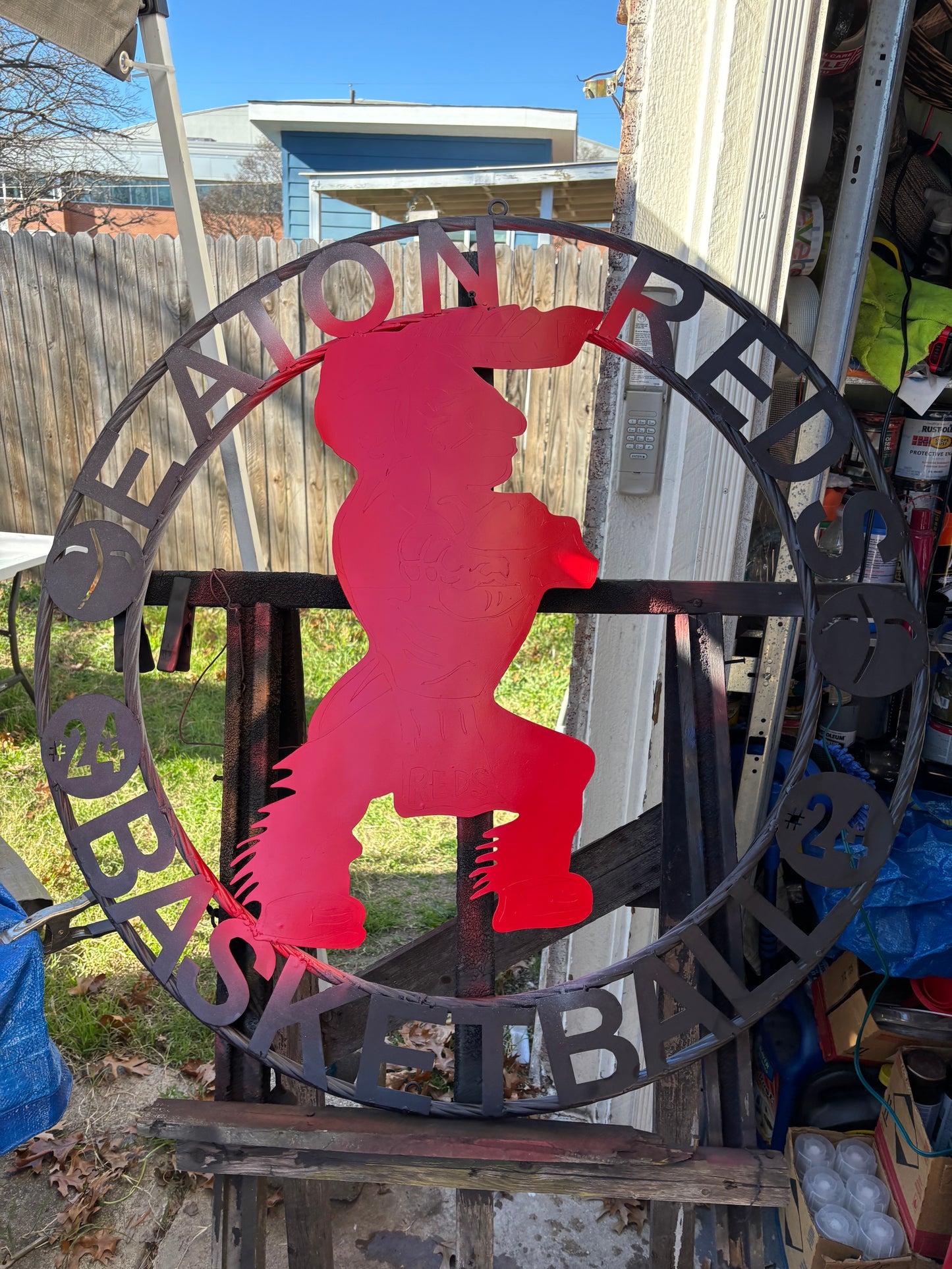 EATON REDS CUSTOM METAL VINTAGE CRAFT SIGN TEAM RED WHITE HANDMADE TO ORDER