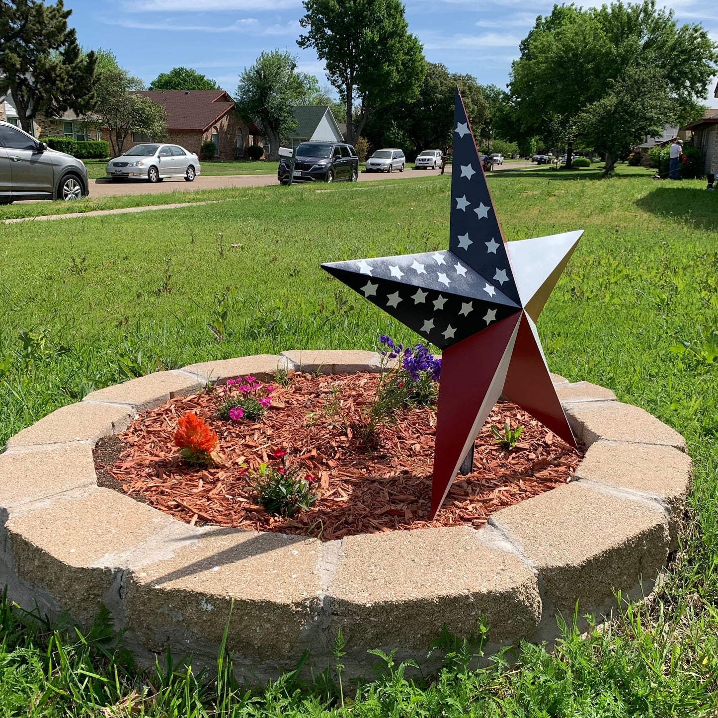 USA FLAG STAR STYLE# 5 RED WHITE & BLUE AMERICANA METAL BARN STAR WALL ART HANDMADE TO ORDER NEW #EH13380