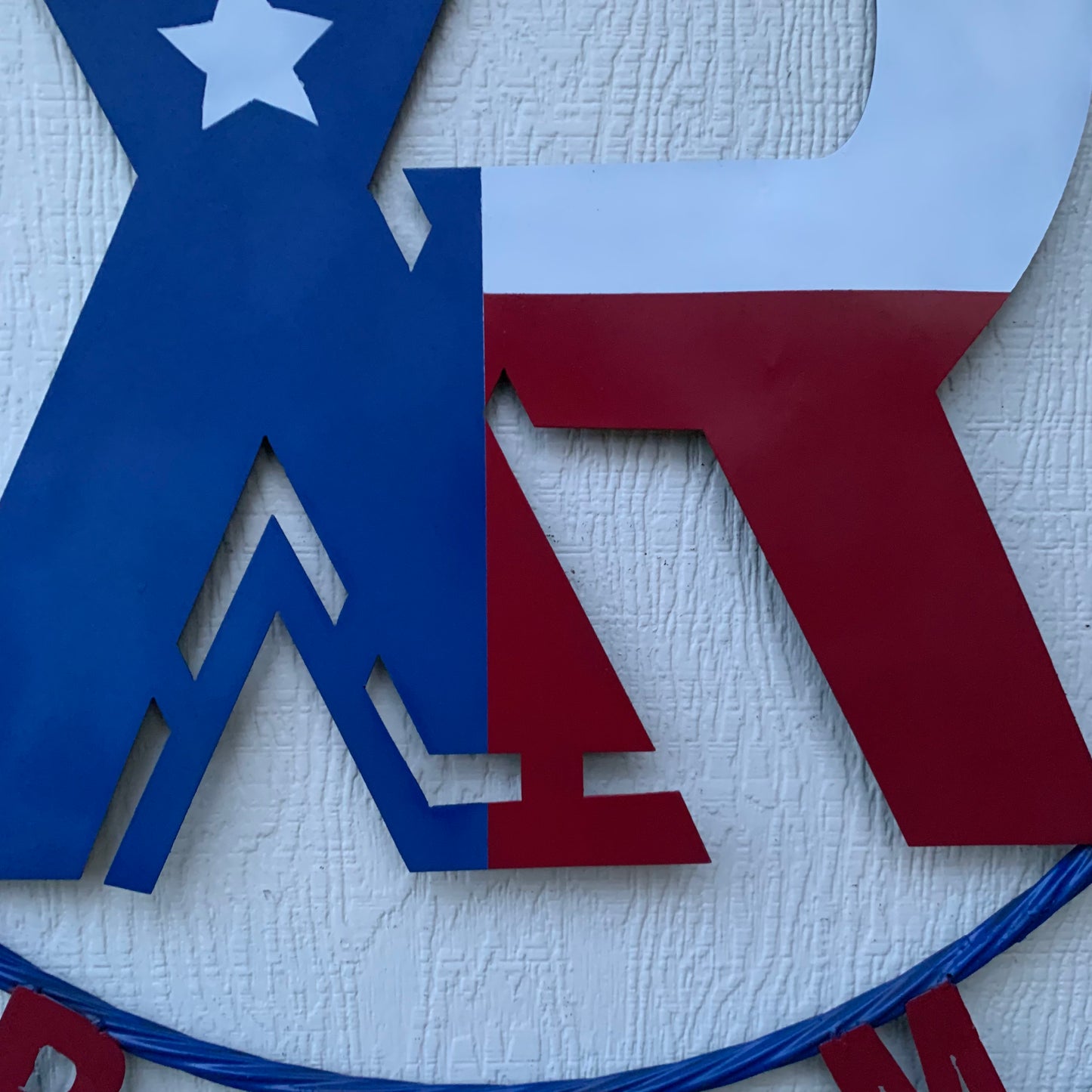#EH11299 CUSTOM NAME XR ROOFING STYLE SIGN RED,WHITE & BLUE TEXAS FLAG LOGO HANDMADE