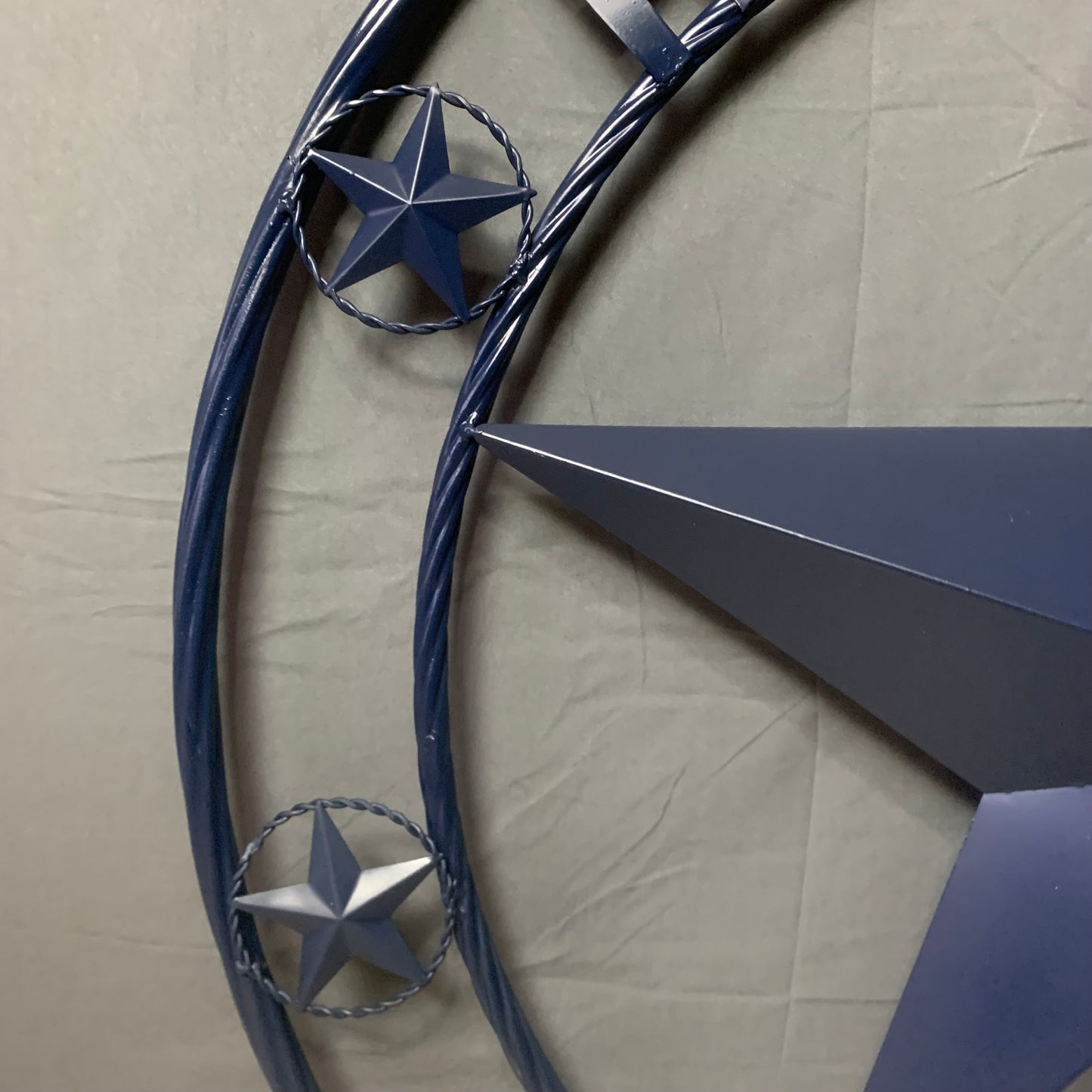 HOBBY STYLE CUSTOM NAME STAR BARN METAL STAR 3d TWISTED ROPE RING WESTERN HOME DECOR RUSTIC NAVY BLUE HANDMADE 24",32",36",50"