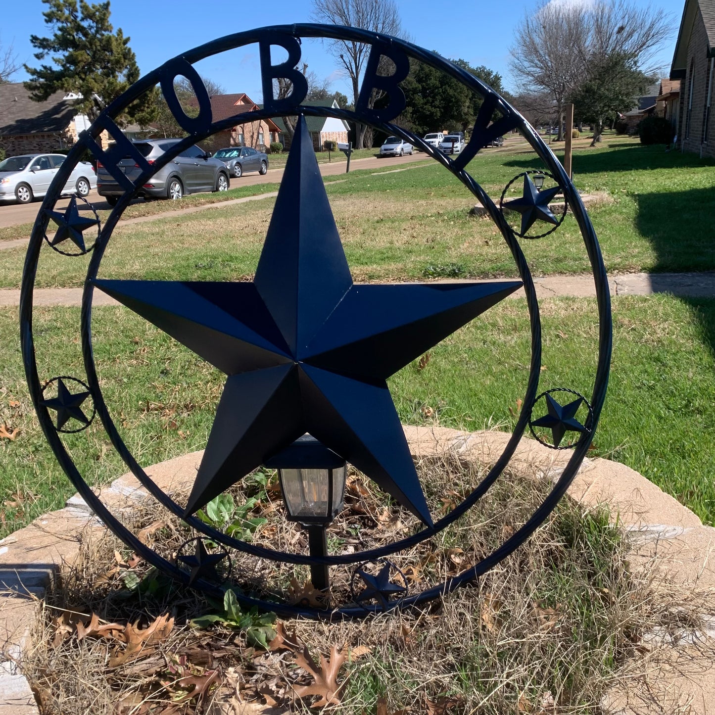 HOBBY STYLE CUSTOM NAME STAR BARN METAL STAR 3d TWISTED ROPE RING WESTERN HOME DECOR RUSTIC NAVY BLUE HANDMADE 24",32",36",50"