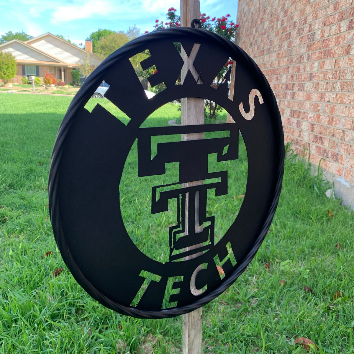 12",18",24",32",36" TEXAS TECH RUSTIC BLACK CUSTOM METAL VINTAGE CRAFT TEAM SIGN HANDMADE TO ORDER