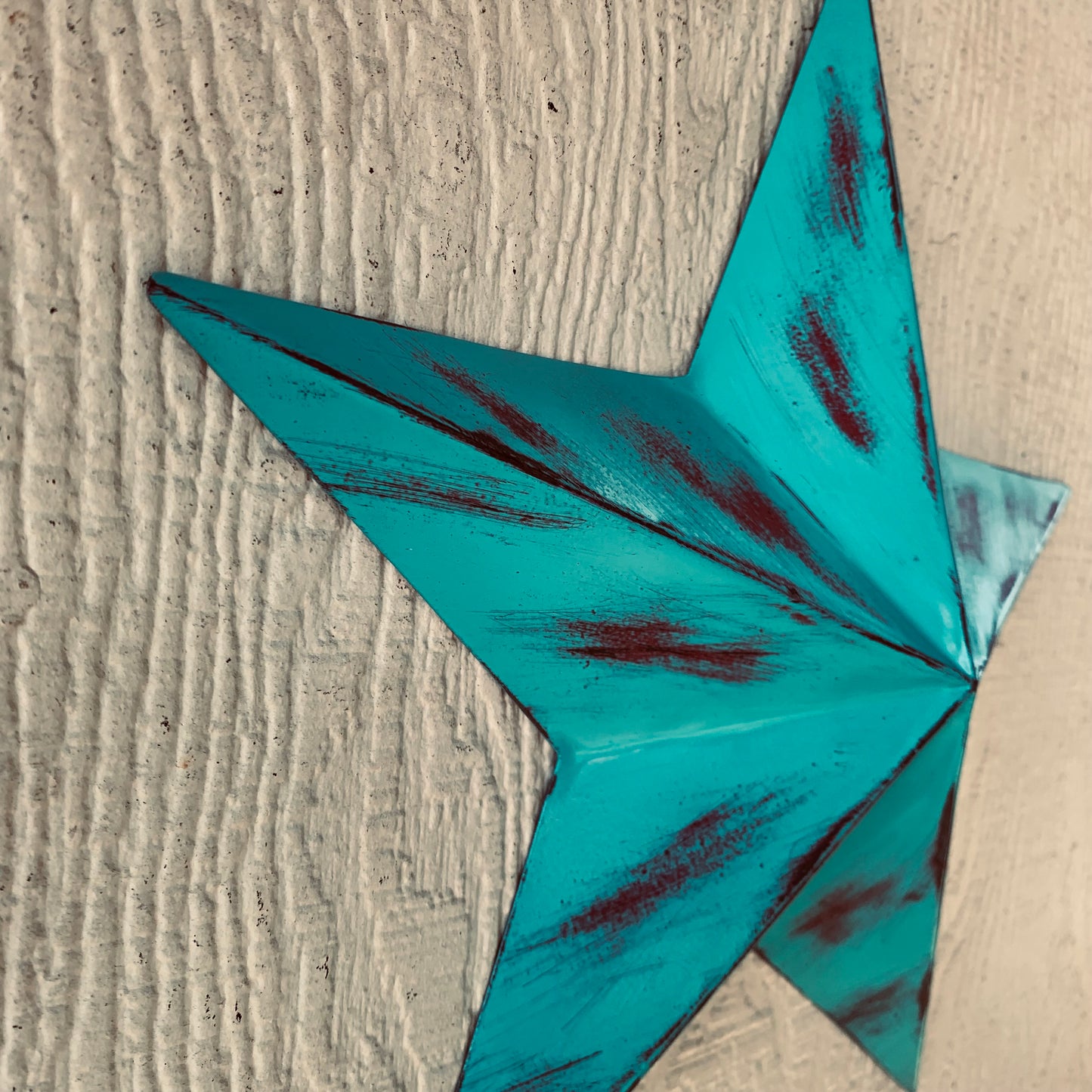 TURQUOISE DISTRESSED TWO TONE BARN STAR METAL ART WESTERN HOME DECOR HANDMADE NEW