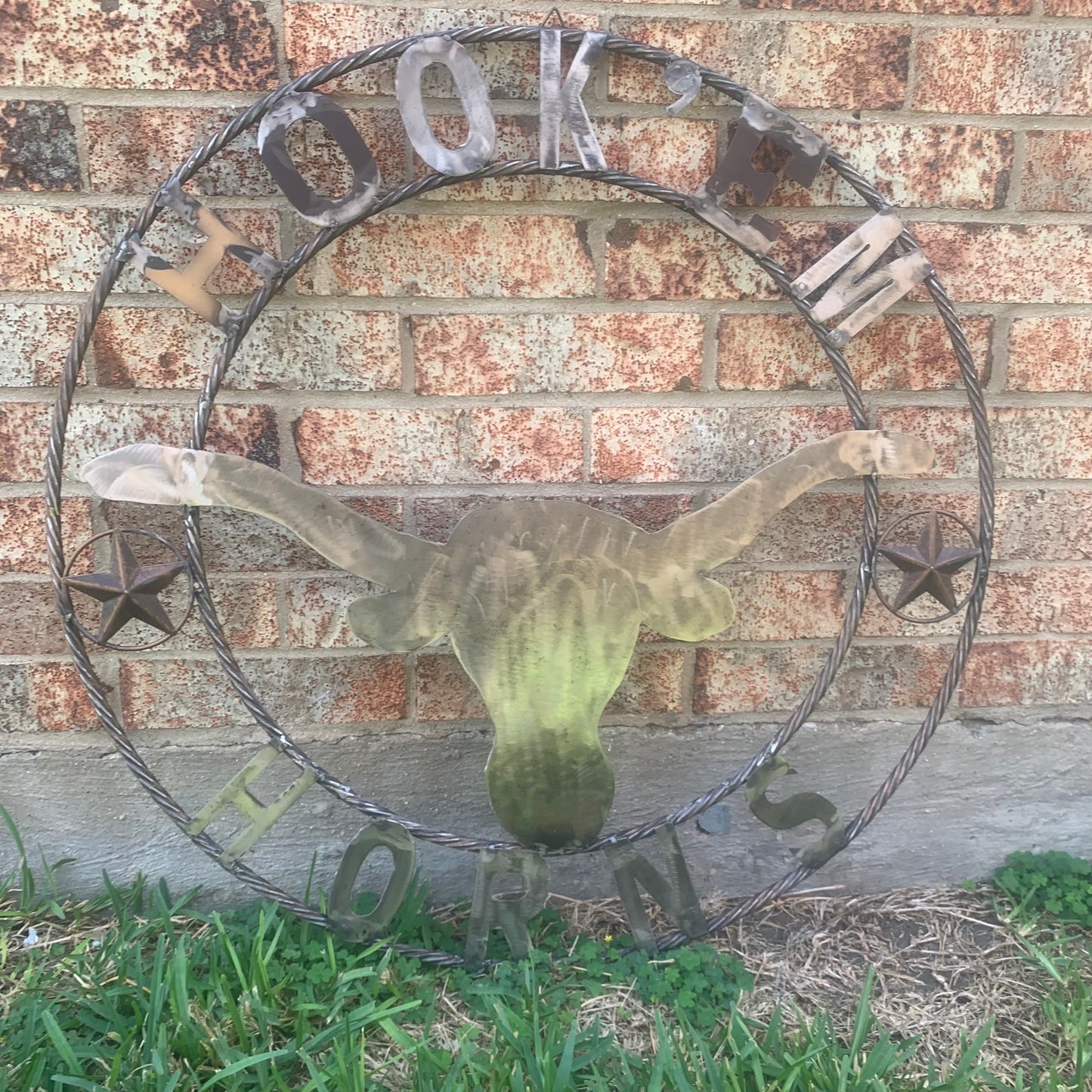 HOOKEM HORNS & LONE STAR TEXAS LONGHORNS HOOK EM RAW METAL UNPAINTED CUSTOM VINTAGE CRAFT WALL ART TEAM SIGN HANDMADE