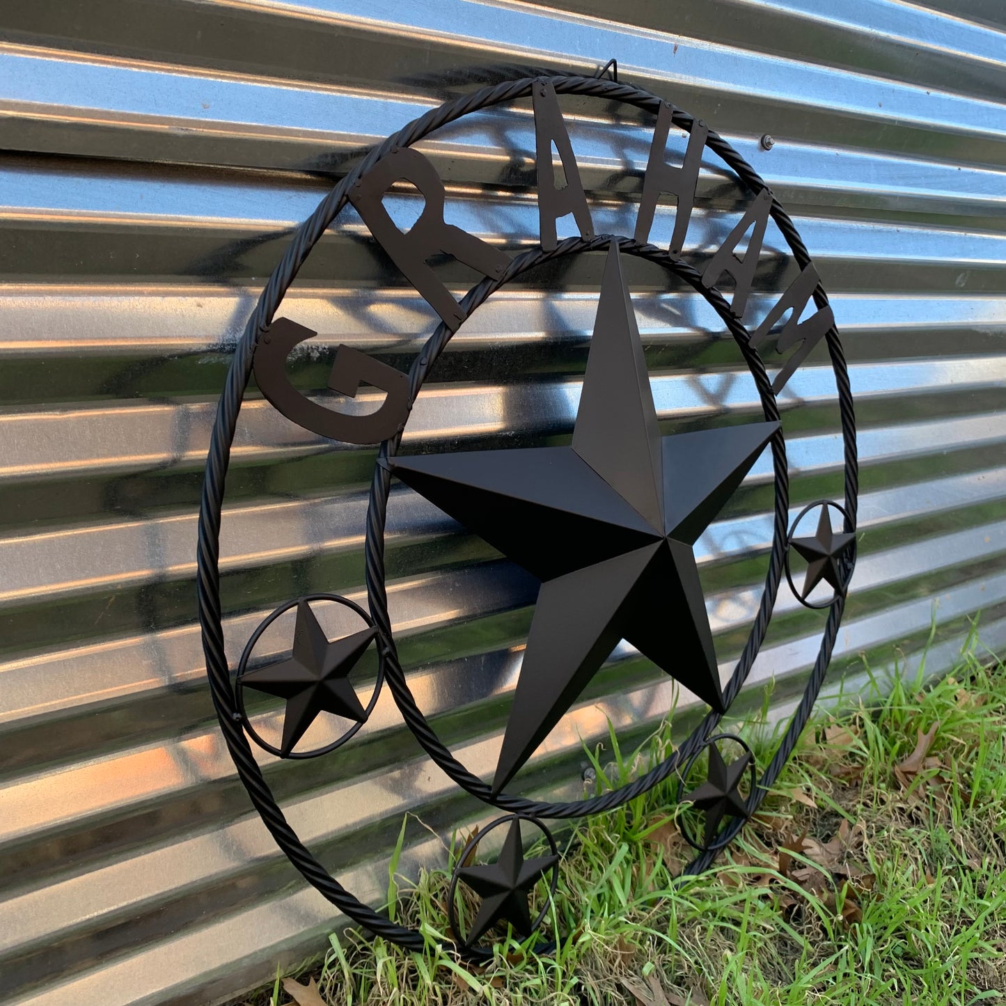 GRAHAM STYLE YOUR CUSTOM NAME STAR BARN STAR METAL LONE STAR WESTERN HOME DECOR RUSTIC BLACK HANDMADE 24",32",36",50"