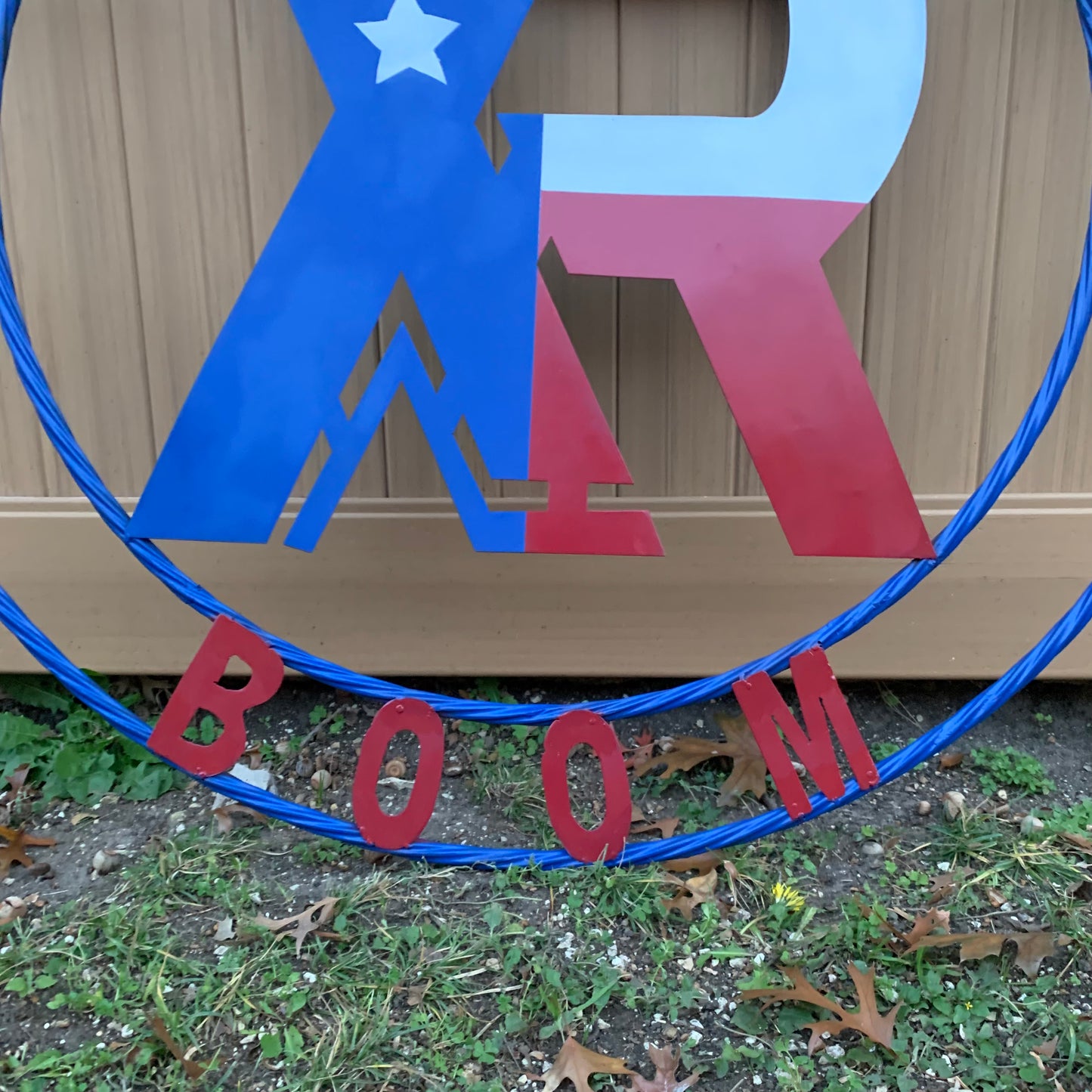 #EH11299 CUSTOM NAME XR ROOFING STYLE SIGN RED,WHITE & BLUE TEXAS FLAG LOGO HANDMADE