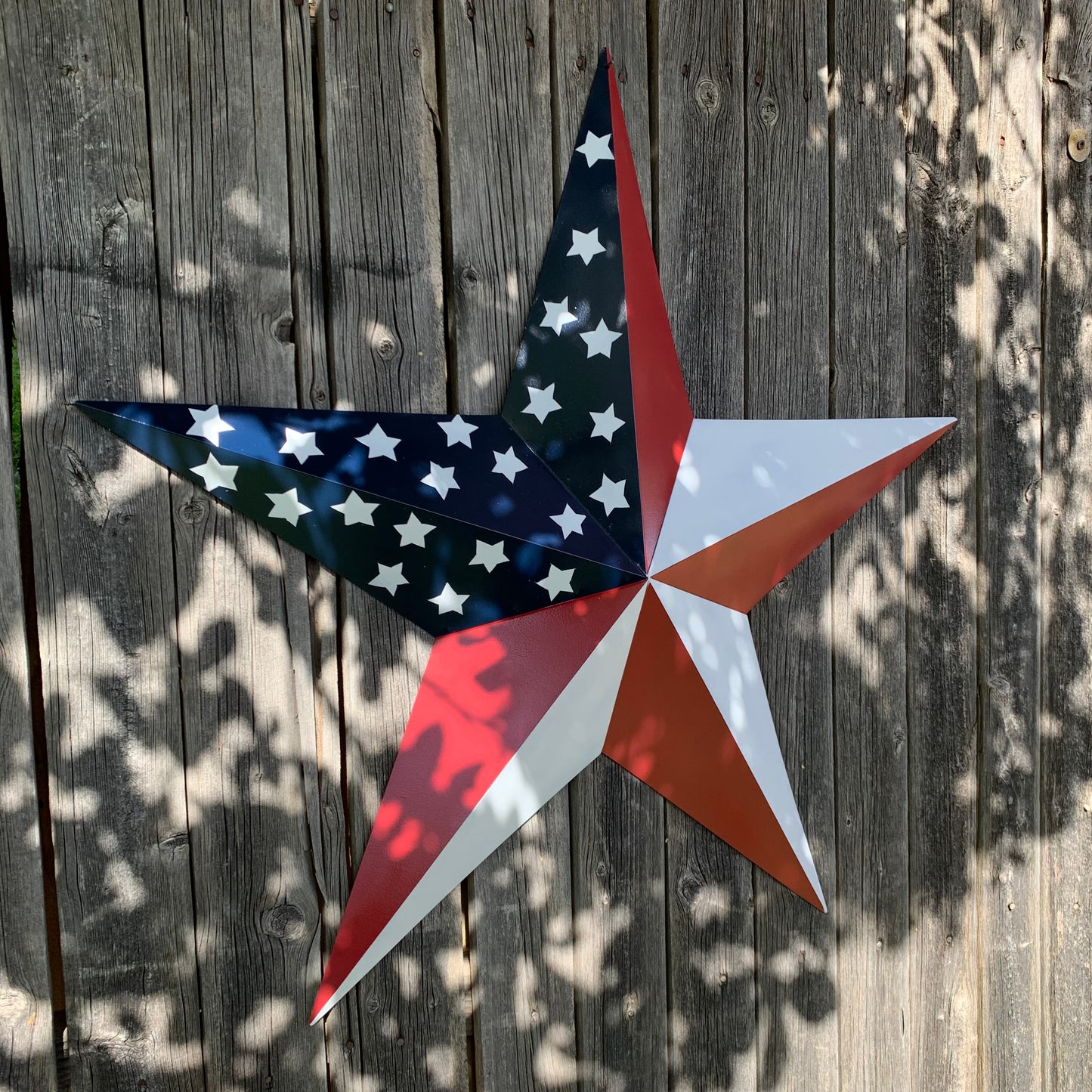USA FLAG STAR STYLE# 5 RED WHITE & BLUE AMERICANA METAL BARN STAR WALL ART HANDMADE TO ORDER NEW #EH13380